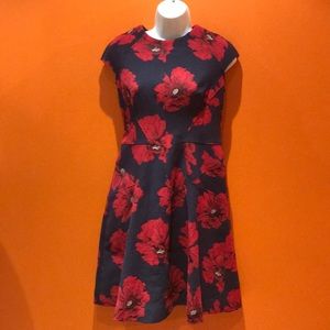 NEW $1200 Lela Rose Red Poppy  Cocktail Dress 14